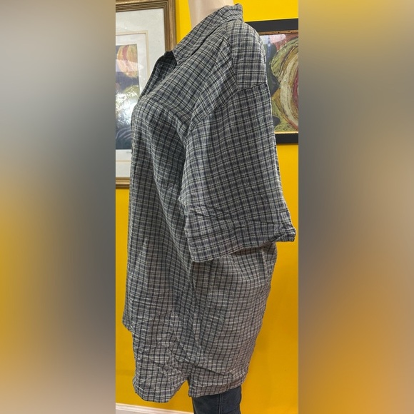 Columbia Sportswear Company Men’s Woven Blue Gray Short Sleeve Button Down Shirt - Picture 4 of 16